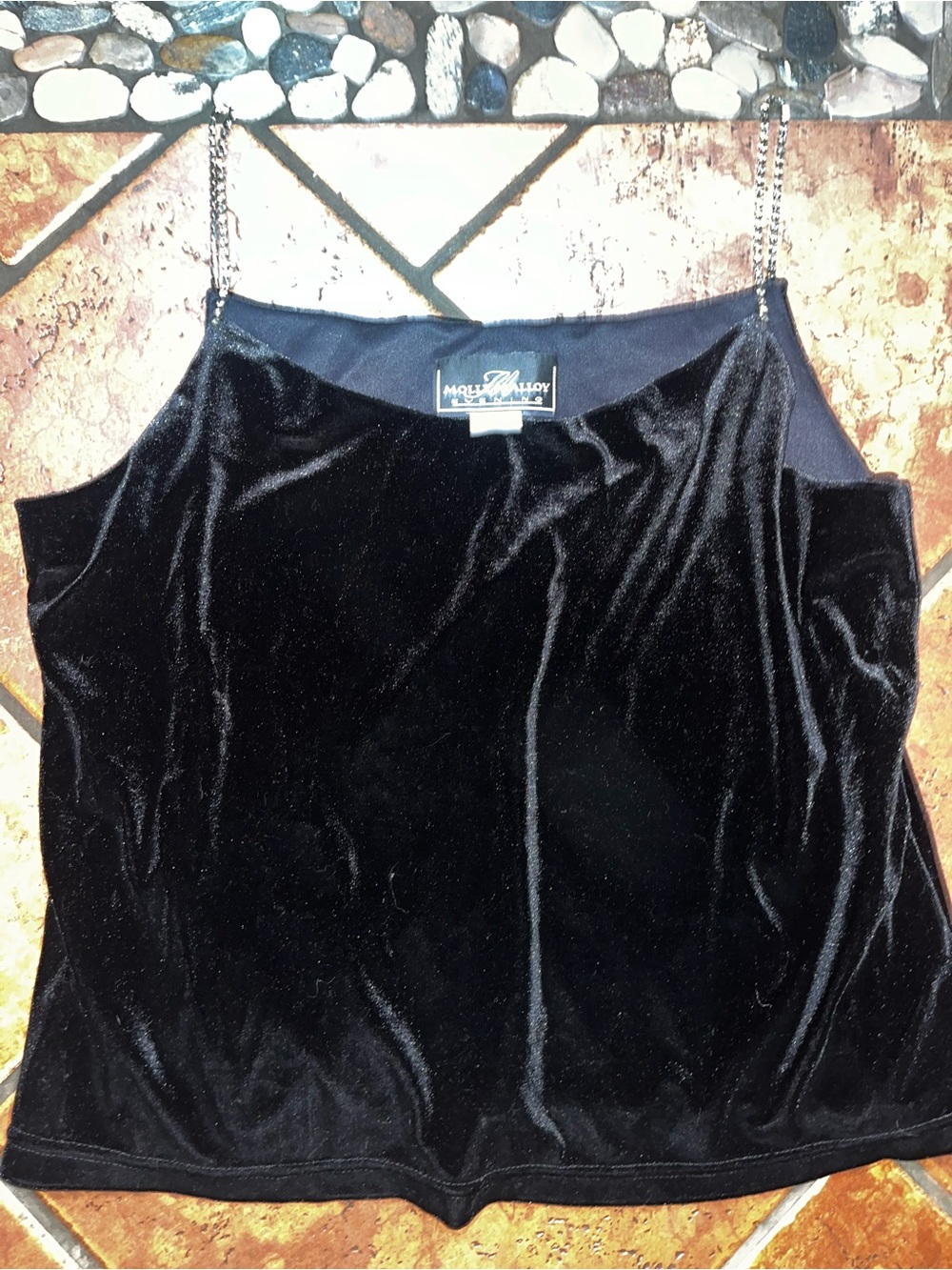 Black Velvet Chain-Strap Camisole